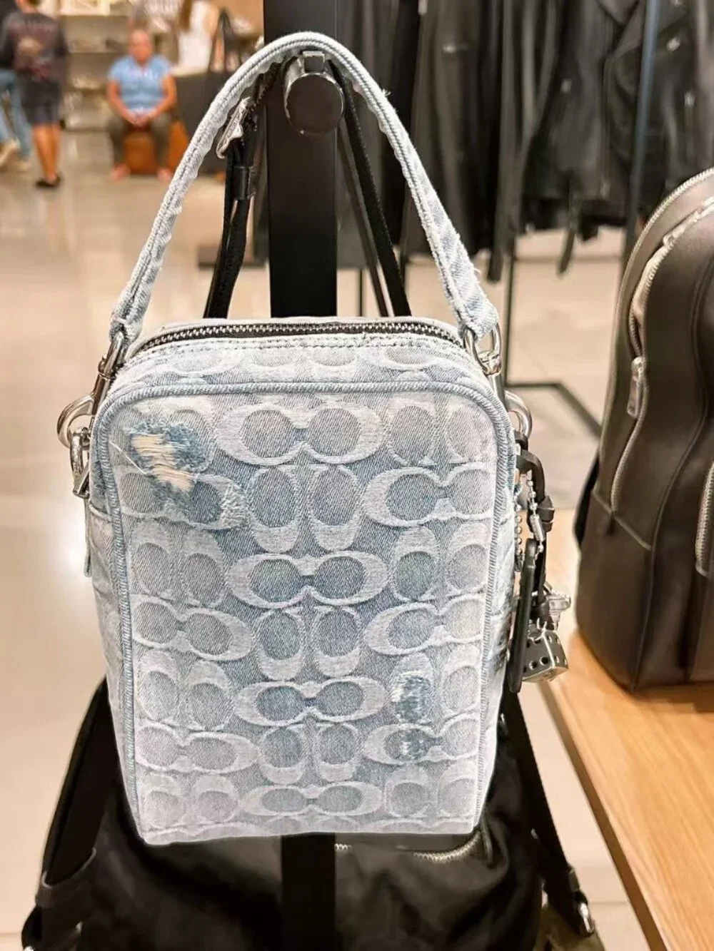 NWT Coach Tristan Crossbody Bag 14 In Loved Signature Denim With Charms CET70